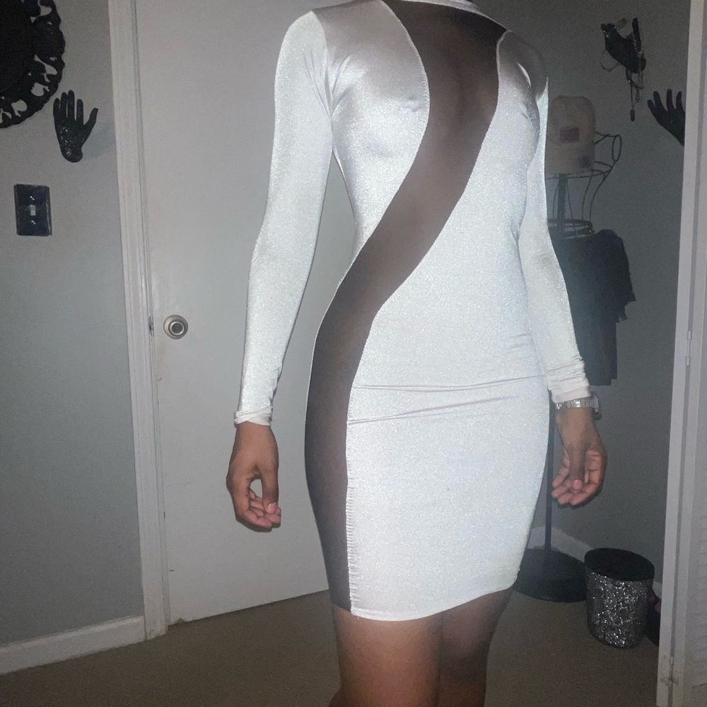 White Dress with See-Through Panel
